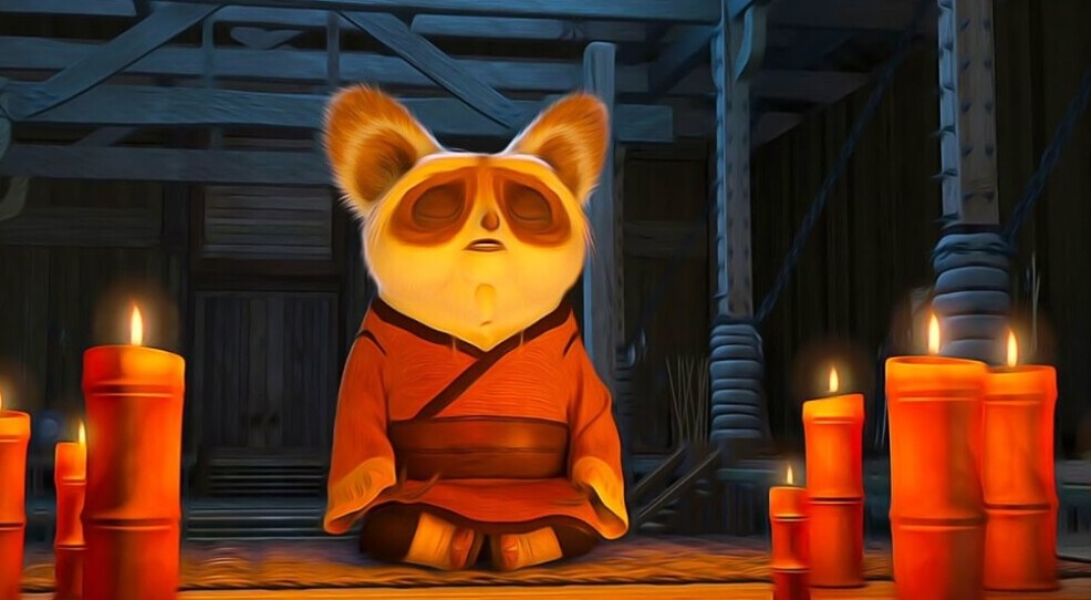 green tea and kung fu panda - master shifu meditating