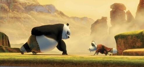 green tea and kung fu panda - po and master shifu training