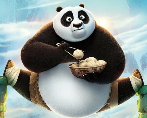 green tea and kung fu panda - po eating while training